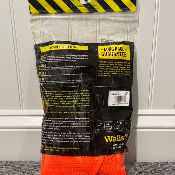 Walls Hi-Vis Mesh Safety Vest,  Unisex, ANSI Class 2, NEW - Picture 2 of 8